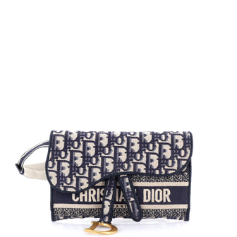 Christian Dior Saddle Slim Belt Pouch Logo Embroidered Oblique Canvas