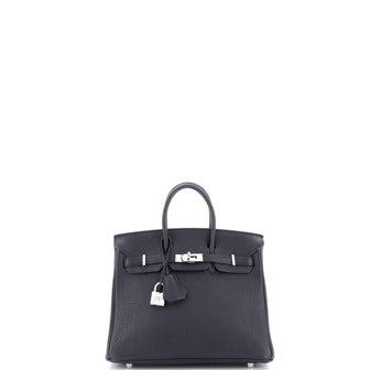 Hermes Birkin Handbag Black Togo with Palladium Hardware 25
