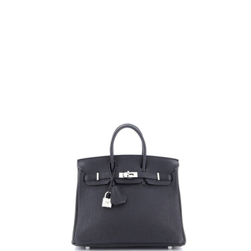 Hermes Birkin Handbag Black Togo with Palladium Hardware 25