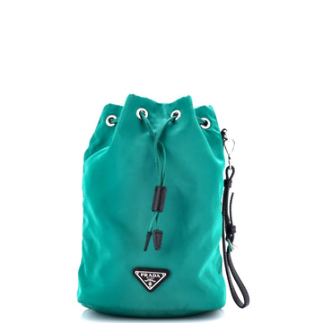 Prada Drawstring Wristlet Bucket Bag Tessuto Small