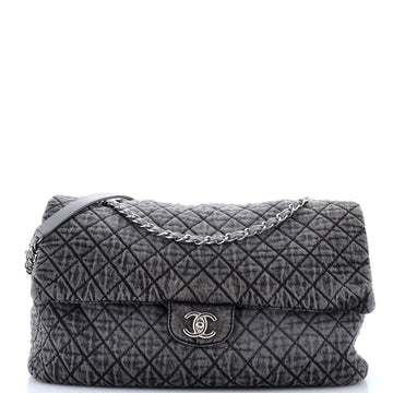 Chanel Denimpression Flap Bag Quilted Distressed Denim XXL