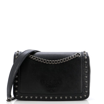 Prada Chain Flap Bag Studded Glace Calf Small