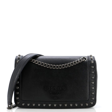 Prada Chain Flap Bag Studded Glace Calf Small