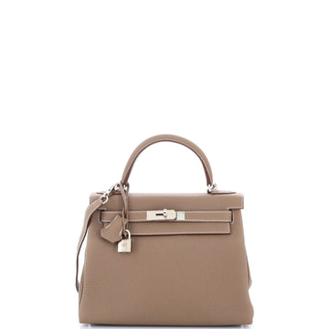 Hermes Kelly Handbag Grey Togo with Palladium Hardware 28