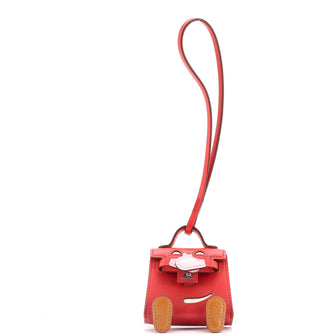 Hermes Kelly Dole Bag Charm Tadelakt with Chevre Mysore