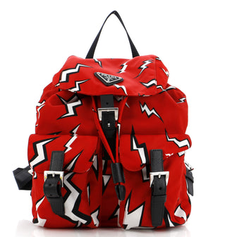 Prada Frankenstein Double Front Pocket Backpack Printed Tessuto Small