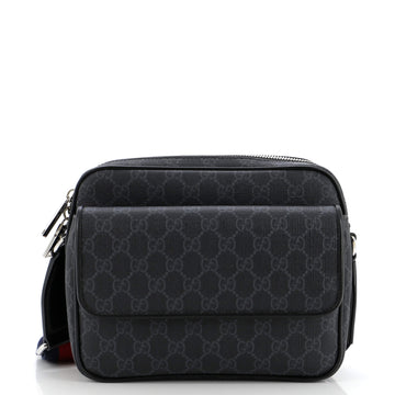 Gucci Web Strap Front Pocket Crossbody Messenger GG Coated Canvas Small