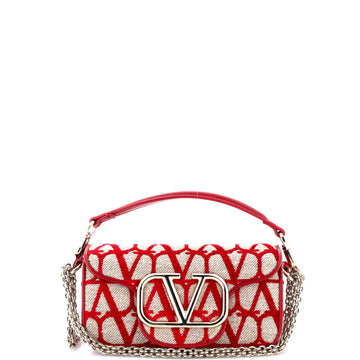 Valentino Garavani VLogo Loco Flap Shoulder Bag Toile Iconograph Fabric Small