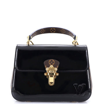 Louis Vuitton Cherrywood Handbag Vernis with Monogram Canvas PM