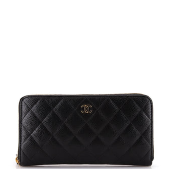 Chanel Zip Around Wallet Quilted Caviar Long
