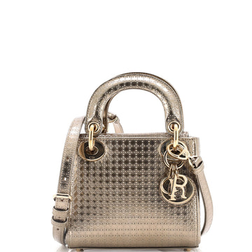Christian Dior Lady Dior Bag Micro Cannage Metallic Calfskin Mini
