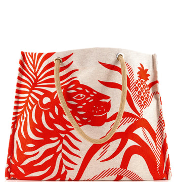Hermes Tigre A L'Ananas Beach Bag Printed Toile