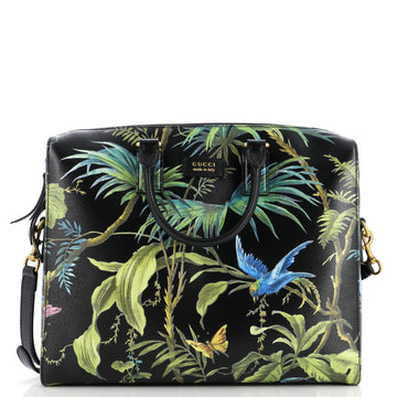 Gucci Convertible Briefcase Tropical Print Leather Medium