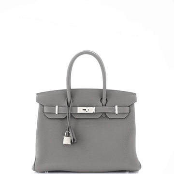 Hermes Birkin Handbag Grey Togo with Palladium Hardware 30