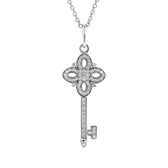 Tiffany & Co. Victoria Key Pendant Necklace Platinum and 18k White Gold with Diamonds Mini