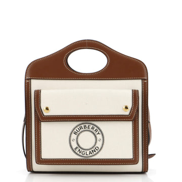 Burberry Logo Pocket Tote Canvas with Leather Mini