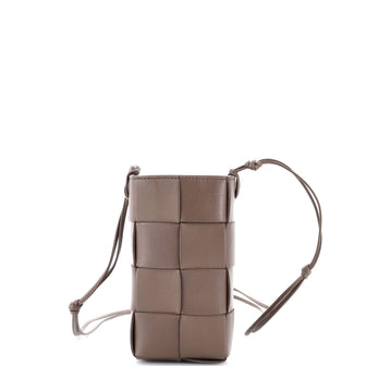 Bottega Veneta Cassette Phone Holder Crossbody Bag Maxi Intrecciato Leather Mini