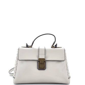 Bottega Veneta Piazza Top Handle Bag Leather with Intrecciato Detail Small