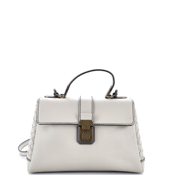 Bottega Veneta Piazza Top Handle Bag Leather with Intrecciato Detail Small