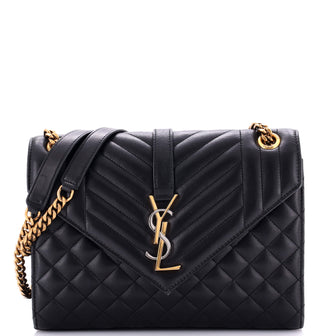Saint Laurent Classic Monogram Envelope Satchel Mixed Matelasse Leather Medium