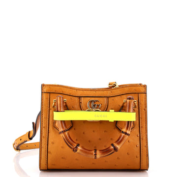 Gucci Diana NM Bamboo Handle Tote Ostrich Mini