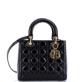 Christian Dior Lady Dior Bag Cannage Quilt Patent Medium