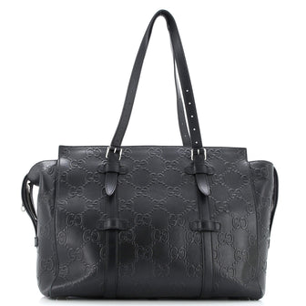 Gucci Tote Bag GG Embossed Perforated Leather