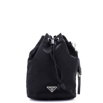 Prada Drawstring Wristlet Bucket Bag Tessuto Small
