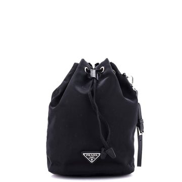 Prada Drawstring Wristlet Bucket Bag Tessuto Small