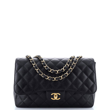 Chanel Classic Single Flap Bag Quilted Caviar Jumbo