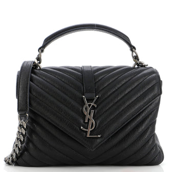 Saint Laurent Classic Monogram College Bag Matelasse Chevron Leather Medium