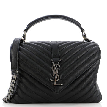 Saint Laurent Classic Monogram College Bag Matelasse Chevron Leather Medium