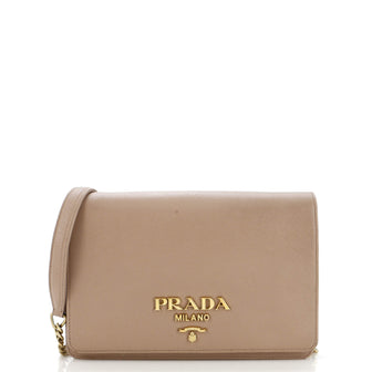 Prada Chain Wallet Crossbody Saffiano Leather