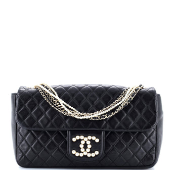 Chanel Westminster Pearl Chain Flap Bag Quilted Lambskin Medium