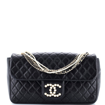 Chanel Westminster Pearl Chain Flap Bag Quilted Lambskin Medium