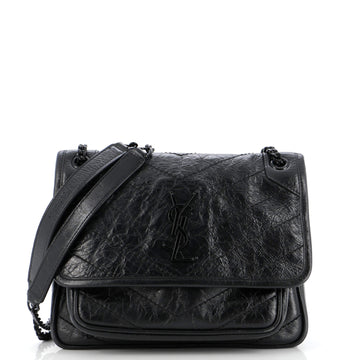 Saint Laurent Niki Chain Flap Bag Matelasse Chevron Leather Baby