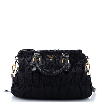 Prada Gaufre Convertible Tote Leather and Tessuto Large