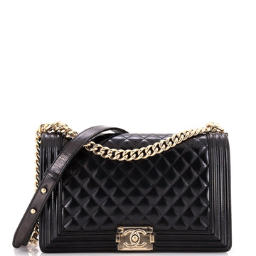 Chanel Boy Flap Bag Quilted Iridescent Glazed Calfskin New Medium