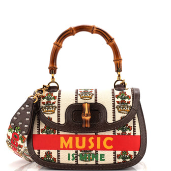 Gucci Bamboo 1947 Top Handle Bag Limited Edition 100 Centennial Printed Canvas Medium