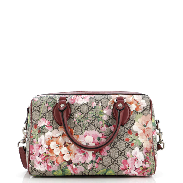 GUCCI フラワープリント ボストンバッグ Gucci Convertible Boston Bag Blooms Print GG Coated Canvas Small