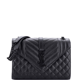 Saint Laurent Classic Monogram Envelope Satchel Mixed Matelasse Leather Medium