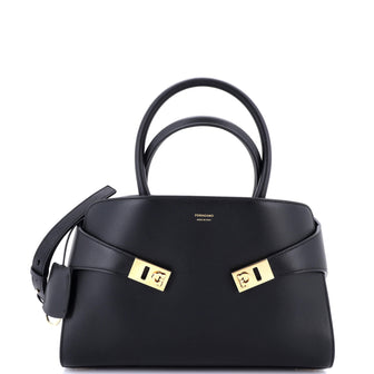 Salvatore Ferragamo Hug Gancini Top Handle Bag Leather Small