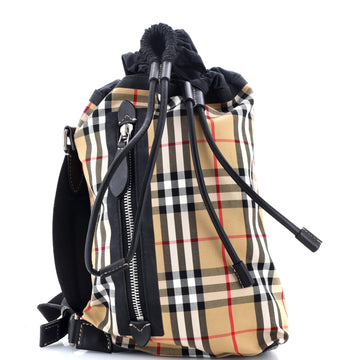 Burberry Sailing Duffle Sling Bag Vintage Check Canvas Small