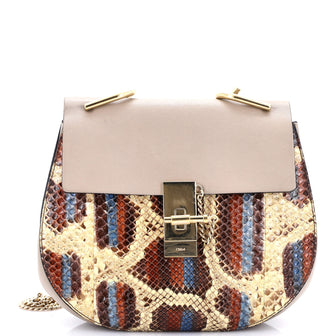 Chloe Drew Crossbody Bag Python and Leather Small