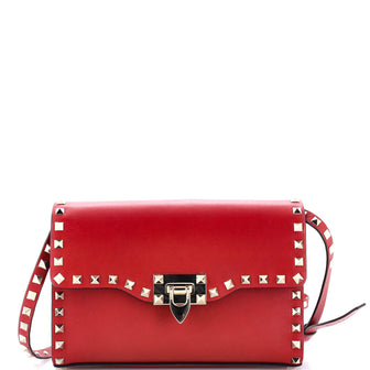 Valentino Garavani Rockstud Flip Lock Flap Bag Leather Medium
