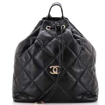 Chanel CC Drawstring Backpack Quilted Lambskin Large
