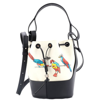 Loewe Paula's Ibiza Balloon Bucket Bag Printed Canvas and Leather Small