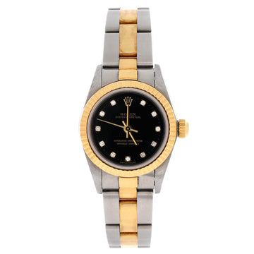 Oyster Perpetual Automatic Watch Stainless Steel and Yellow Gold with Diamond Markers 24