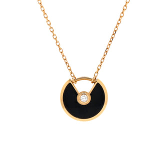 Cartier Amulette de Cartier Pendant Necklace 18K Rose Gold with Onyx and Diamond XS