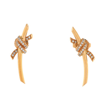 Tiffany & Co. Knot Stud Earrings 18K Rose Gold with Diamonds